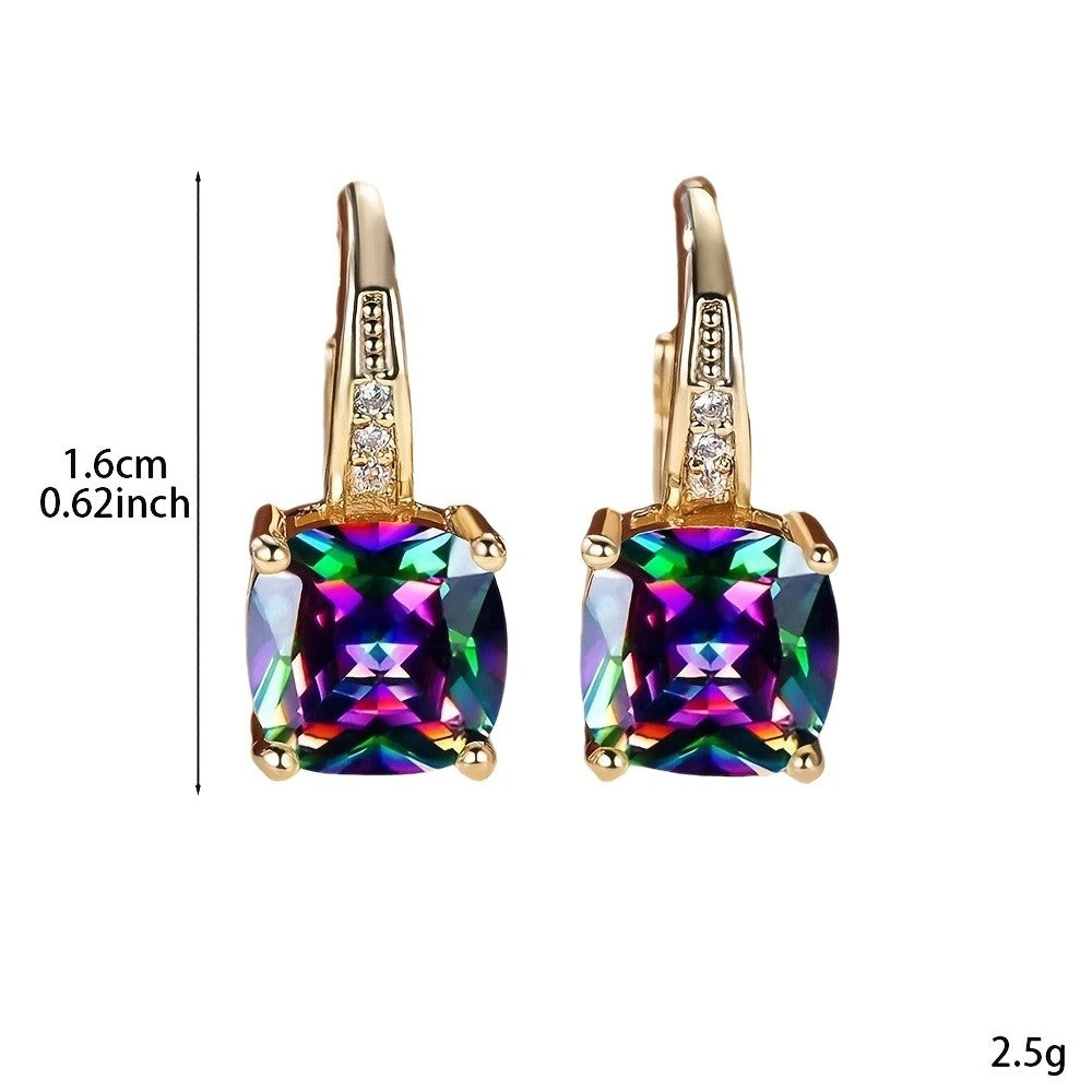 Classy Square Mystic Stone Earring