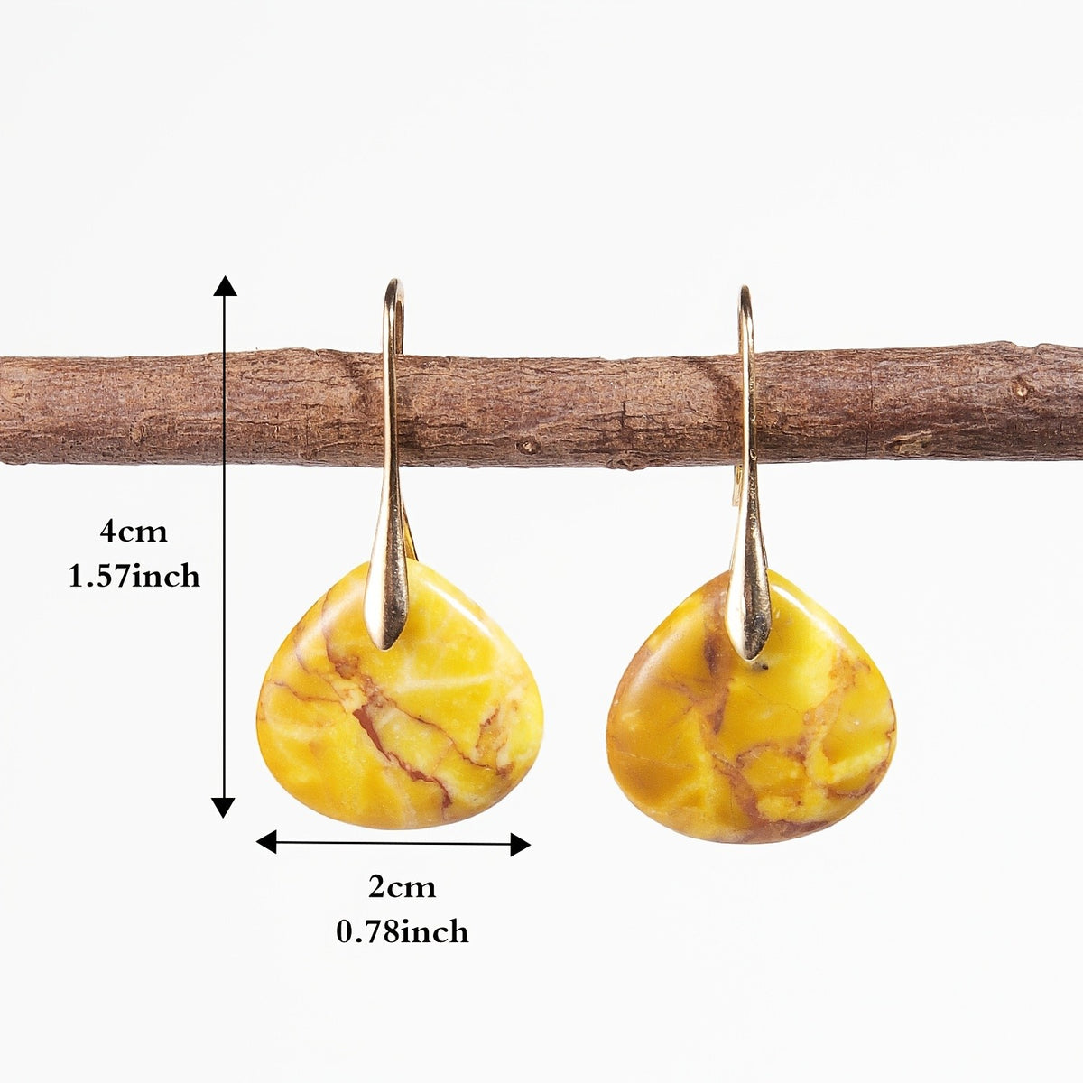 Elegant Yellow Agate Teardrop Earrings