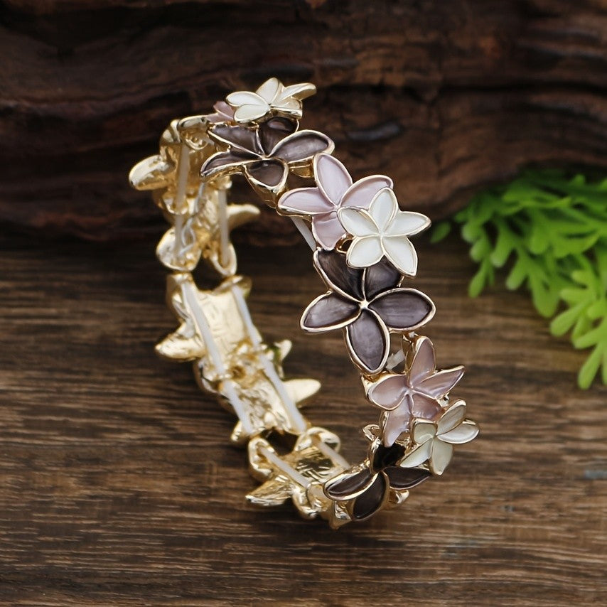 Boho Enamel Floral Stretch Bracelet