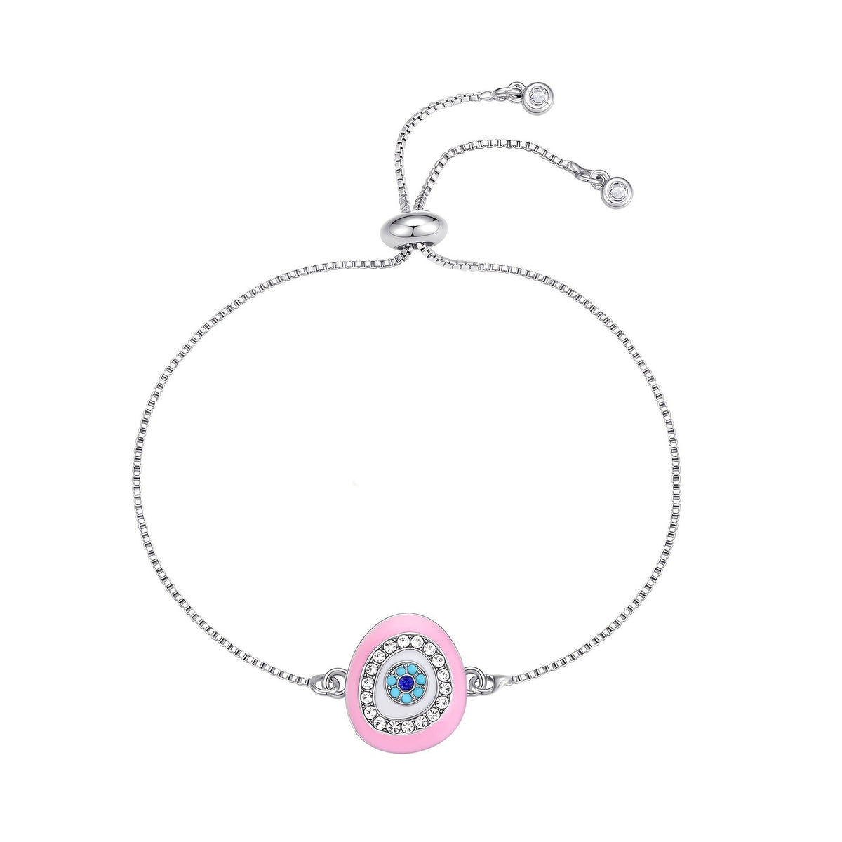 Dainty Pink Enamel Evil Eye Bracelet