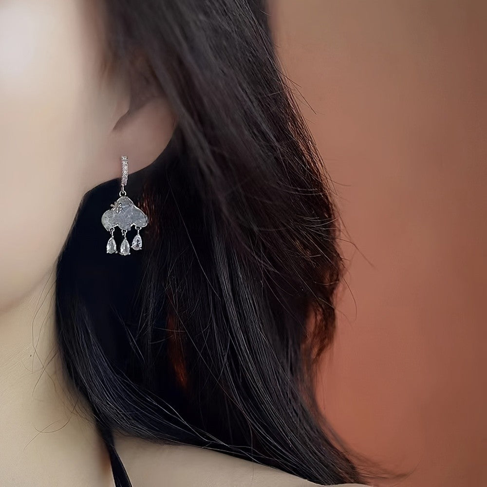 Elegant Blue Cloud Drop Earrings