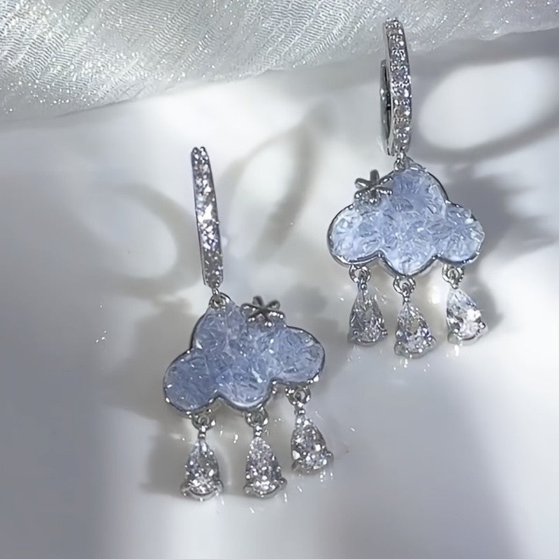 Elegant Blue Cloud Drop Earrings