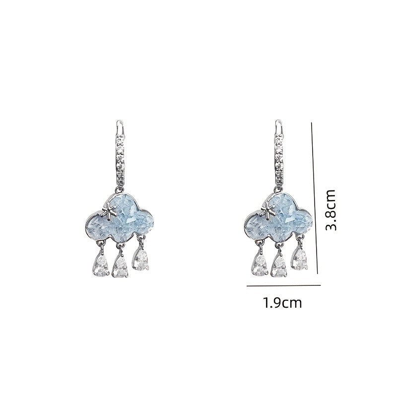 Elegant Blue Cloud Drop Earrings