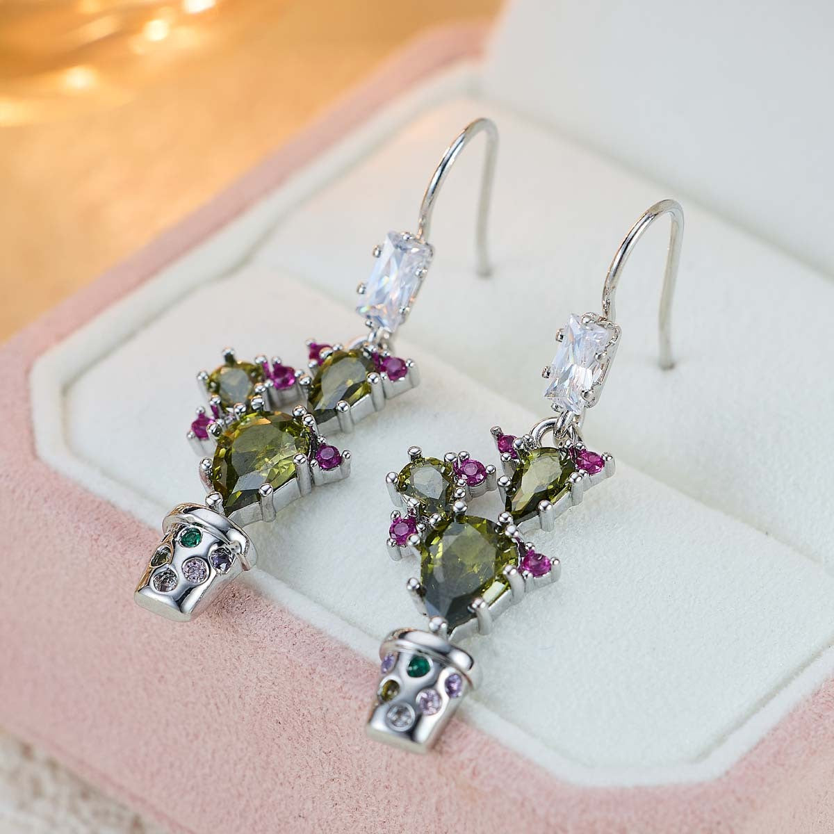 14k Vintage Potted Plant Earrings