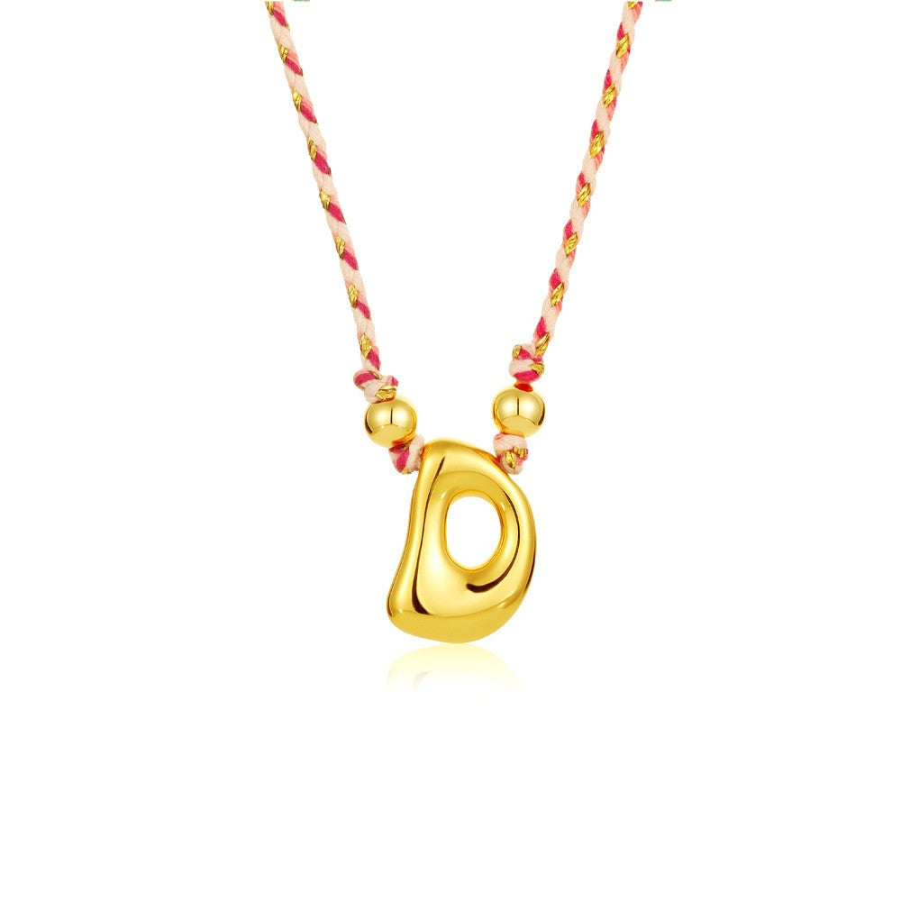 Elegant Woven Rope Bubble Initial Necklace