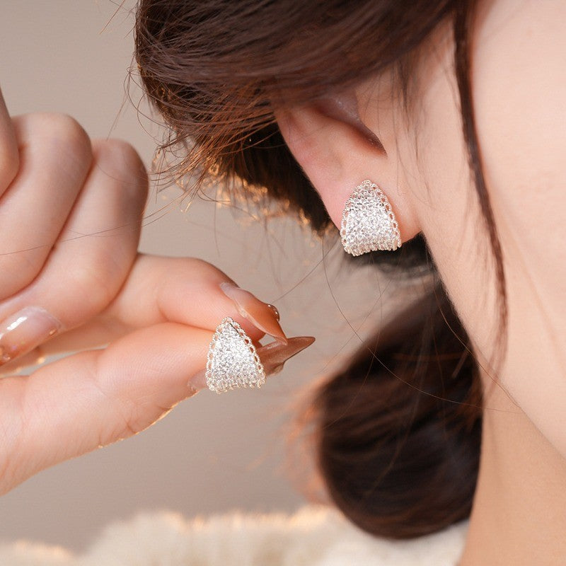 Elegant Pave Triangle Stud Earrings