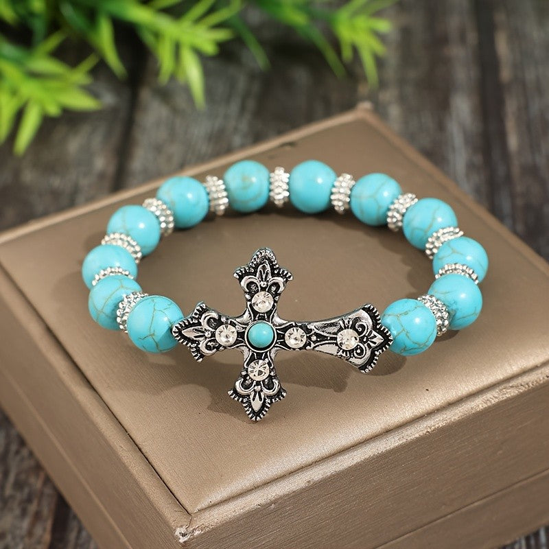 Boho Turquoise Cross Bracelet