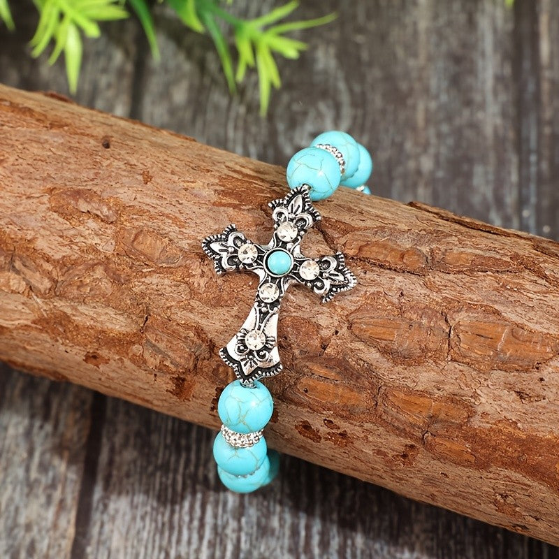 Boho Turquoise Cross Bracelet