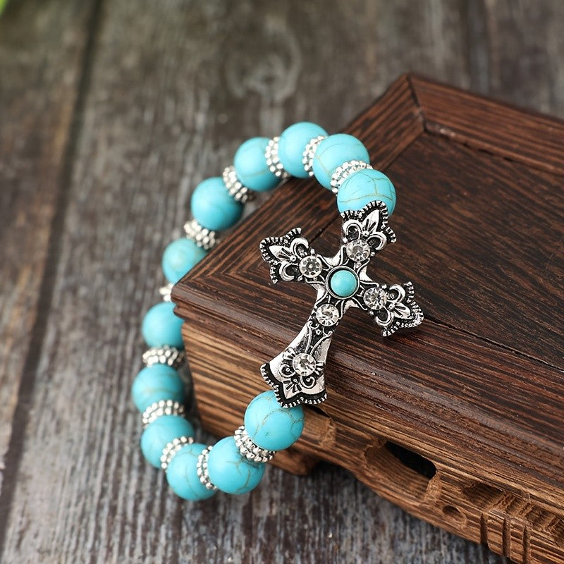 Boho Turquoise Cross Bracelet