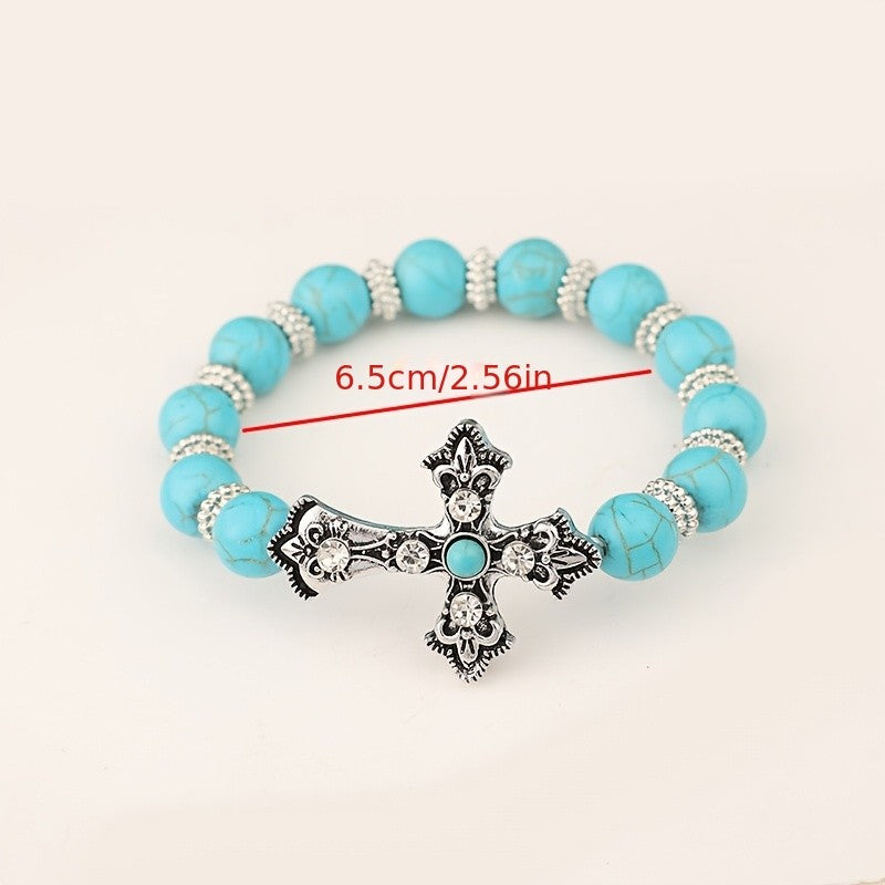 Boho Turquoise Cross Bracelet