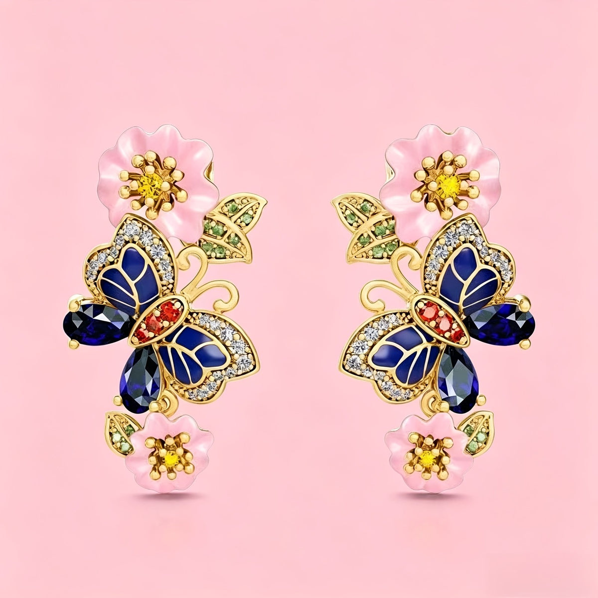 Boho Floral Butterfly Earrings