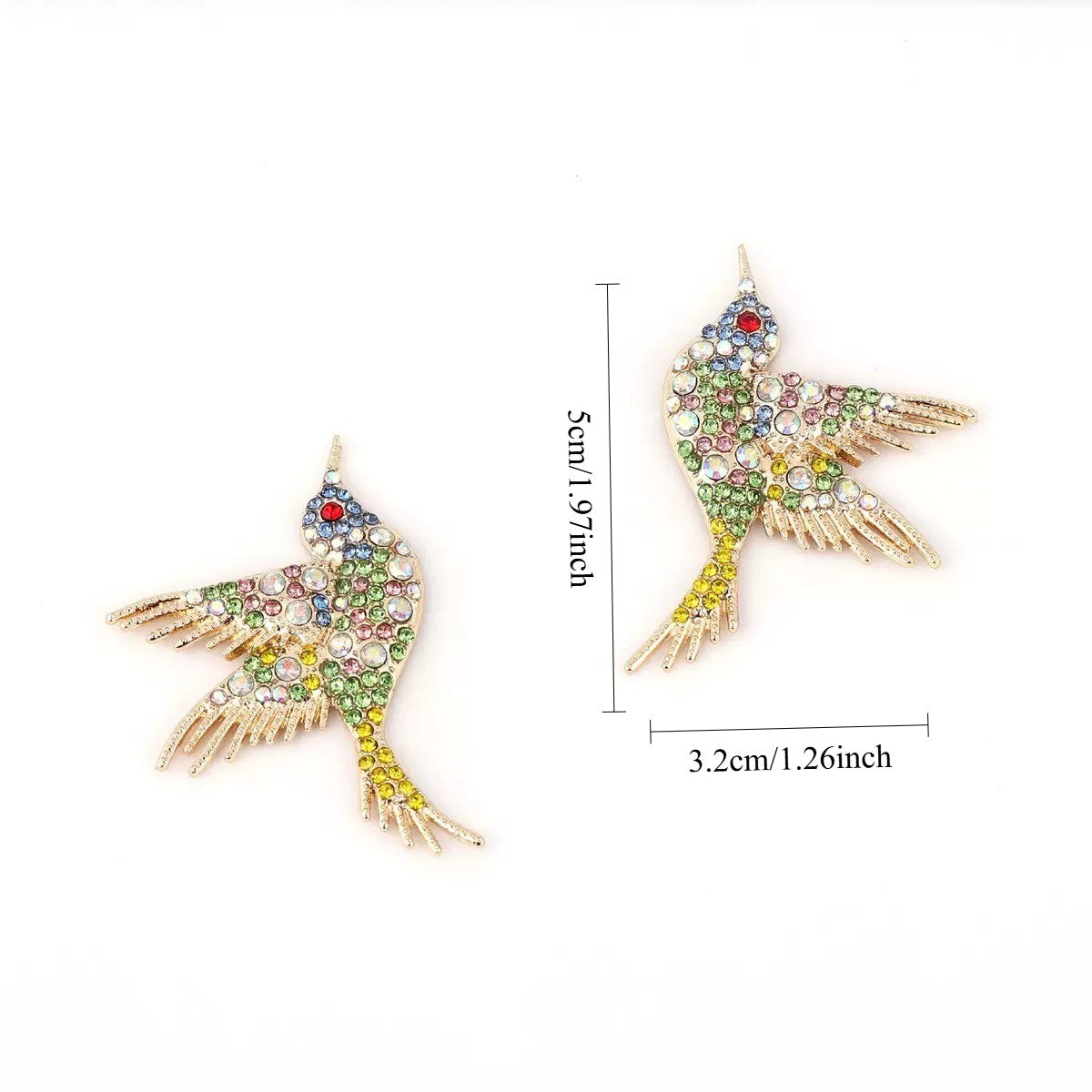 Boho Multicolor Bird Stud Earrings