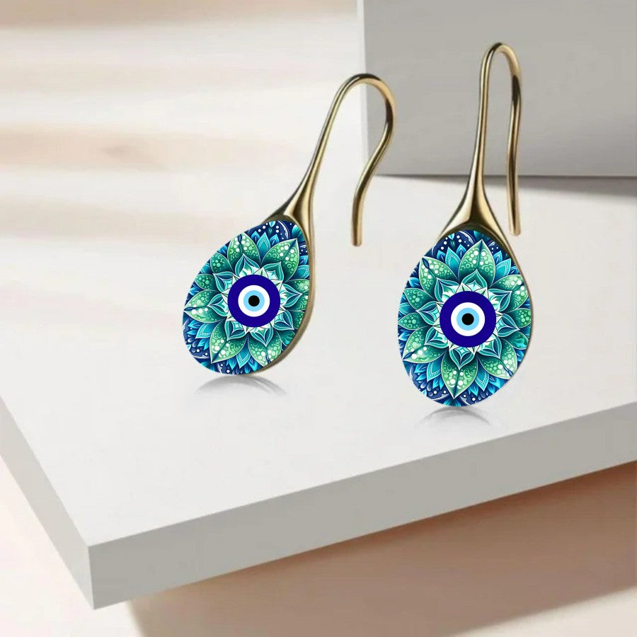 Elegant Mandala Evil Eye Earrings