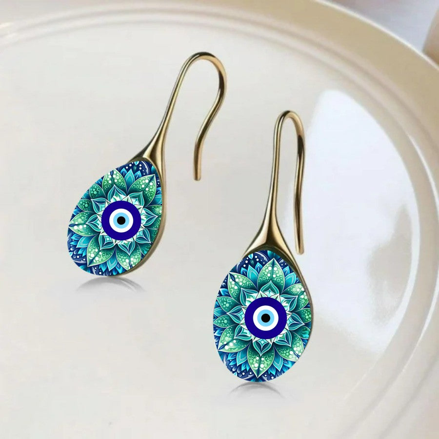 Elegant Mandala Evil Eye Earrings