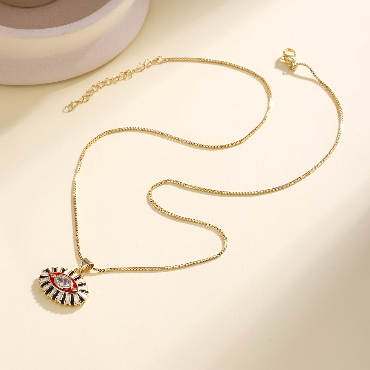 18k Vintage Enamel Evil Eye Necklace