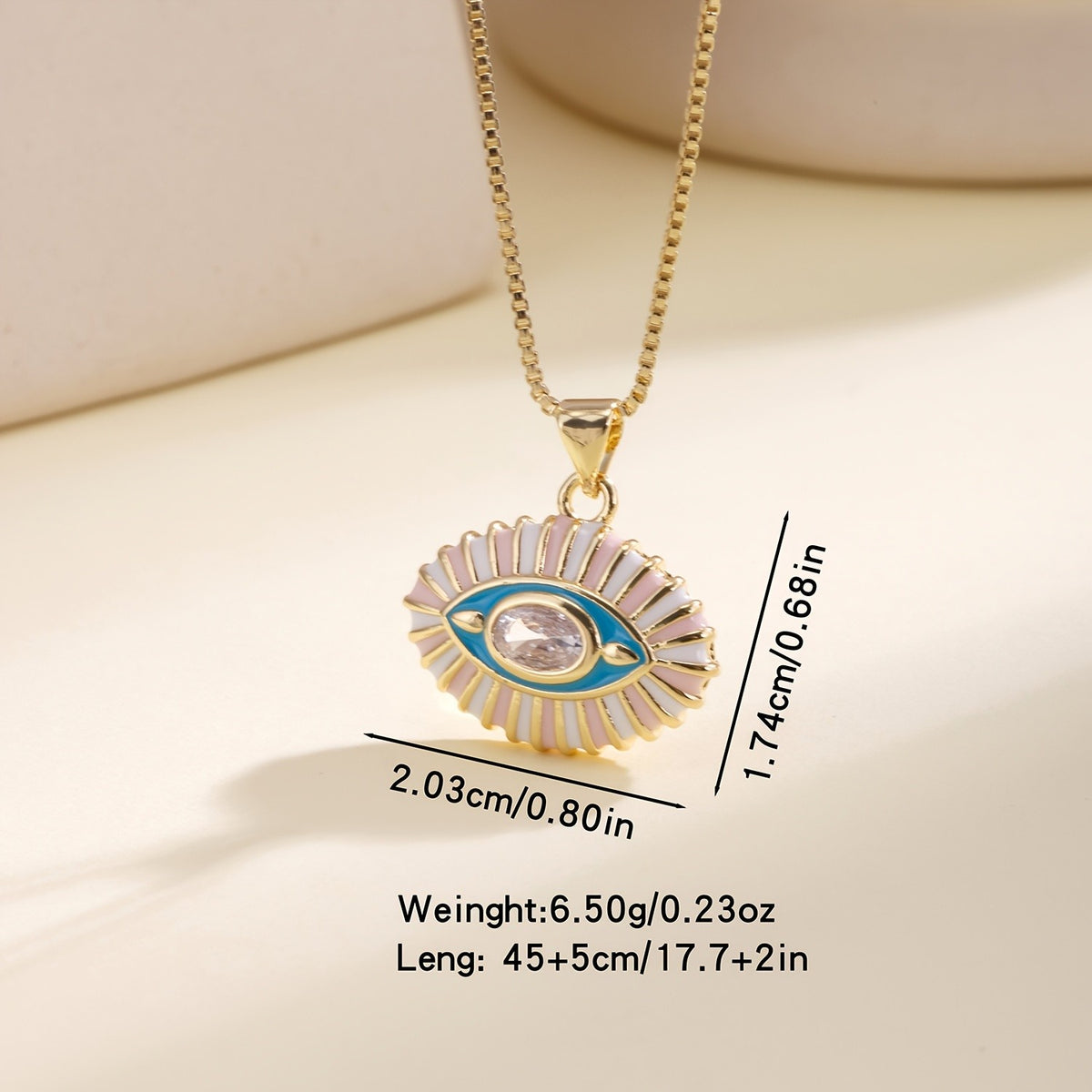 18k Vintage Enamel Evil Eye Necklace