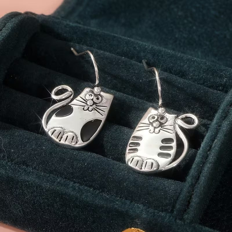 Cute Vintage Kitten Drop Earrings
