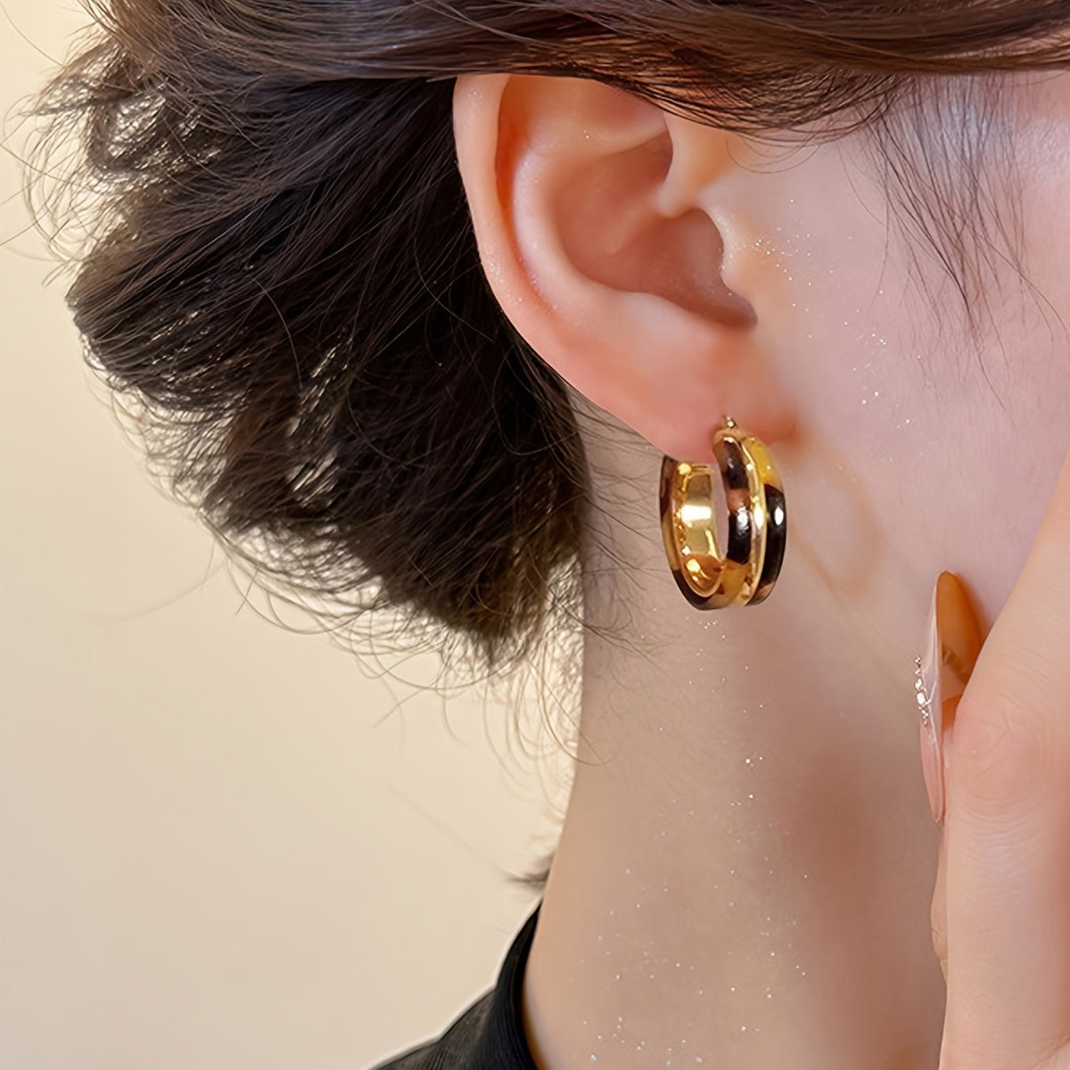 Vintage Tortoise Shell Hoop Earrings