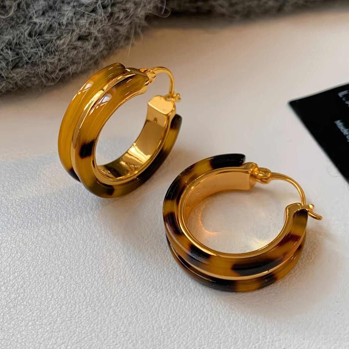 Vintage Tortoise Shell Hoop Earrings