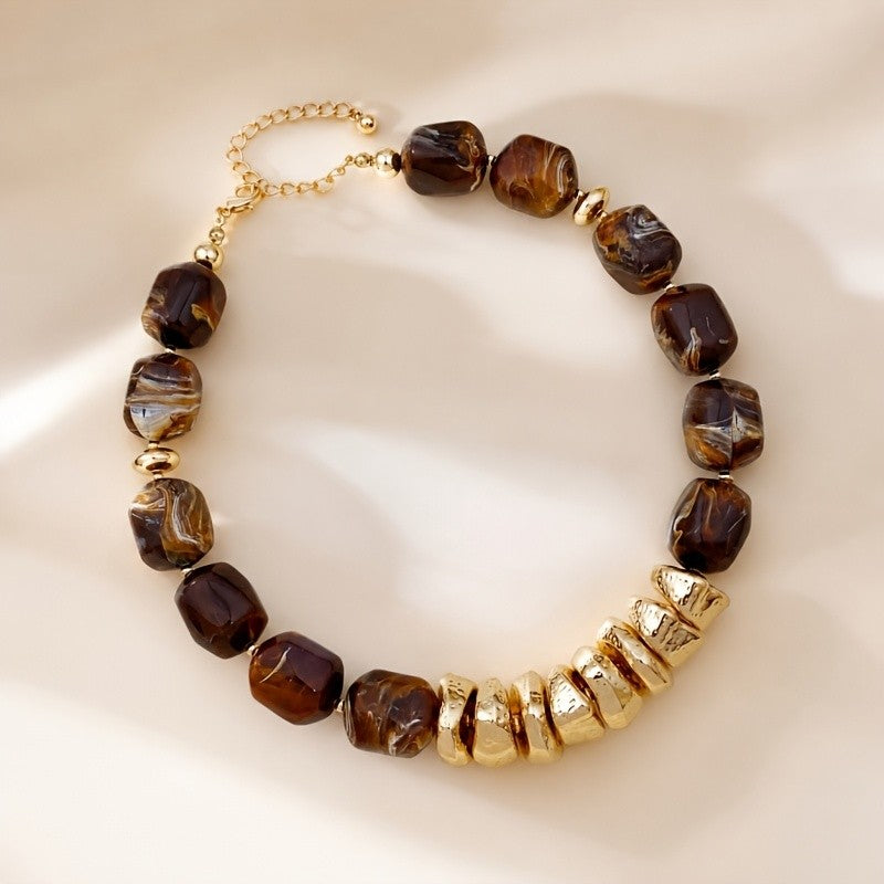 Boho Teal Resin Beaded Necklace