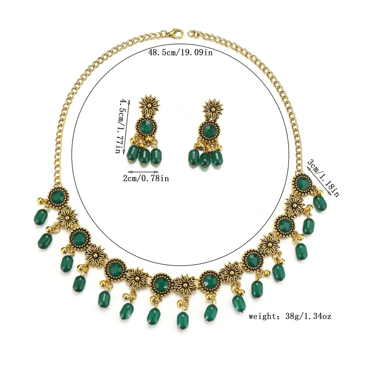 Boho Multicolor Floral Choker Necklace & Earring Set