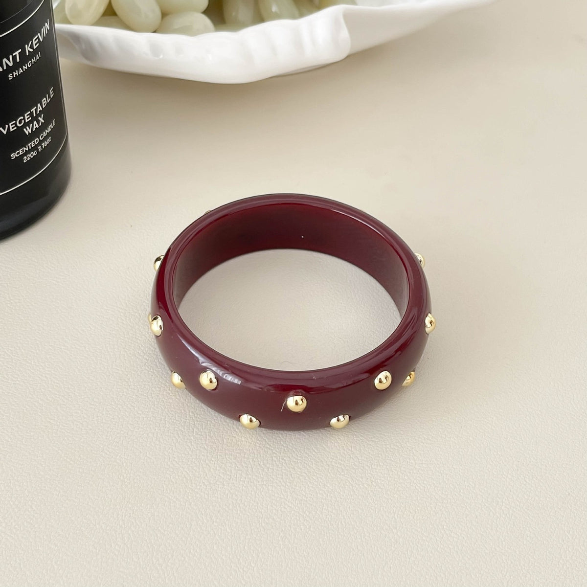 18k Boho Studded Resin Bangle Set