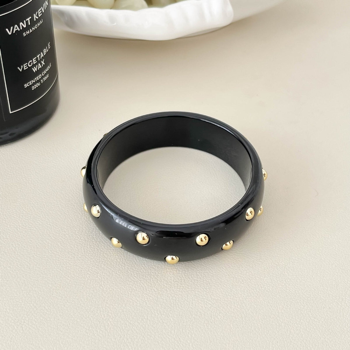 18k Boho Studded Resin Bangle Set
