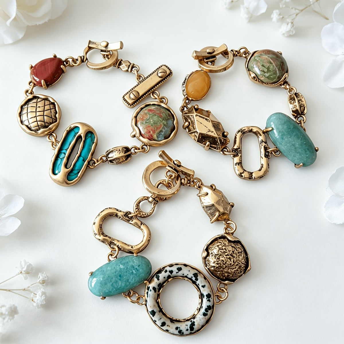 Boho Multicolor Geometric Stone Bracelet