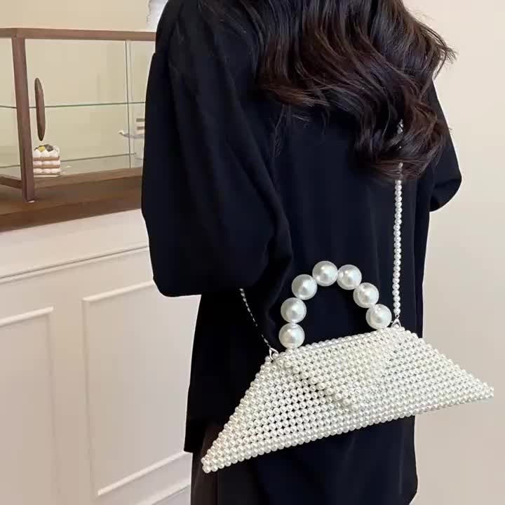 Elegant Pearl Triangle Clutch