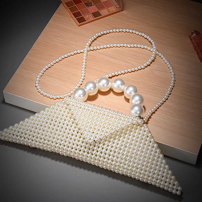 Elegant Pearl Triangle Clutch