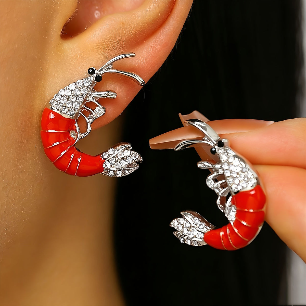 Vintage Red Lobster Stud Earrings