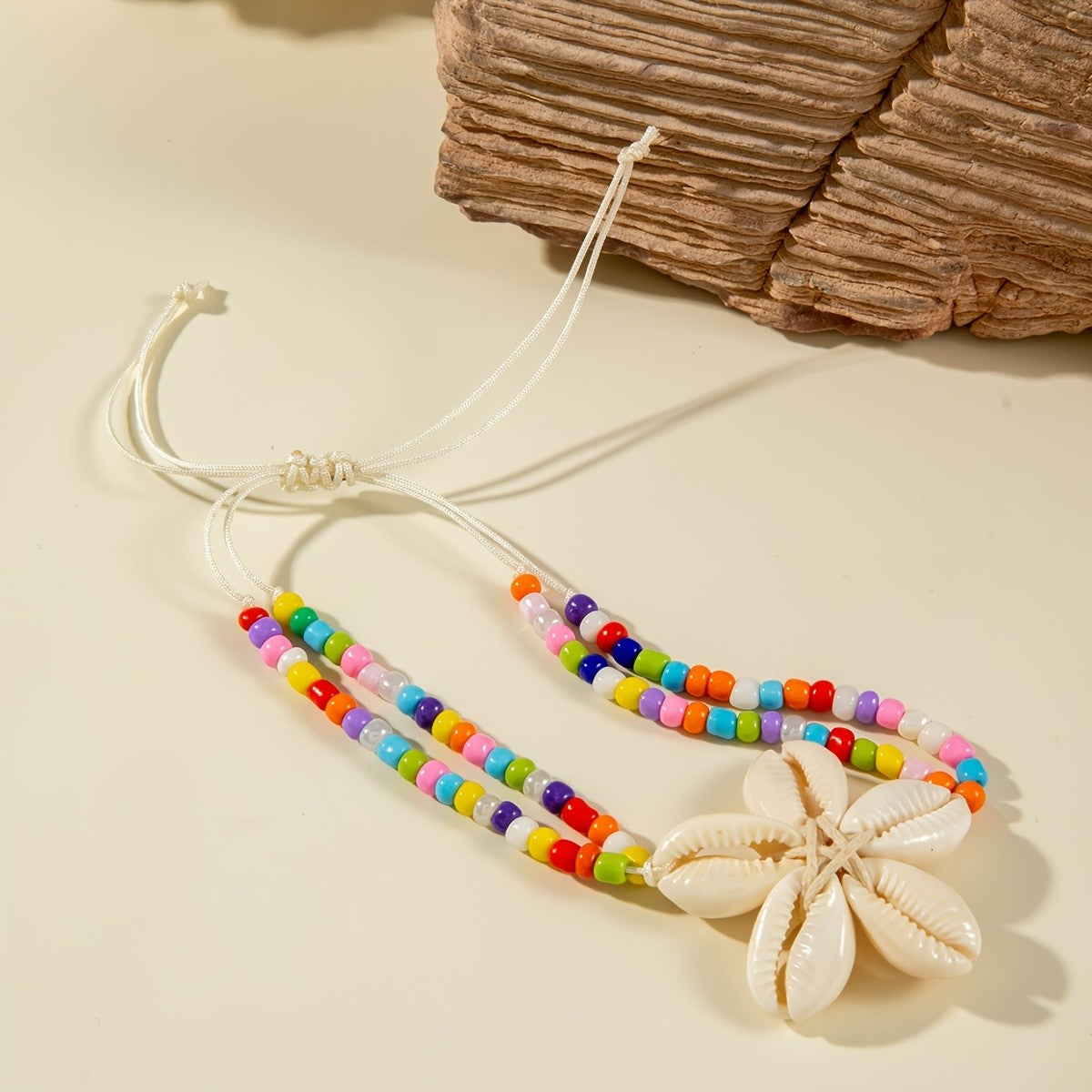 Boho Colorful Beaded Shell Flower Anklet
