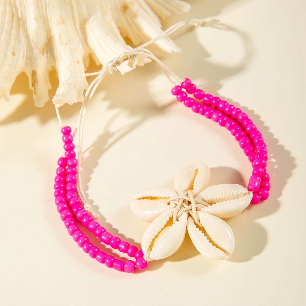 Boho Colorful Beaded Shell Flower Anklet