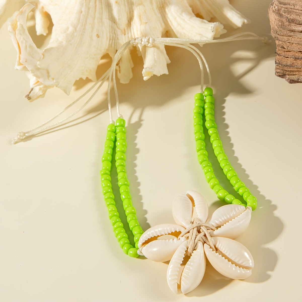 Boho Colorful Beaded Shell Flower Anklet