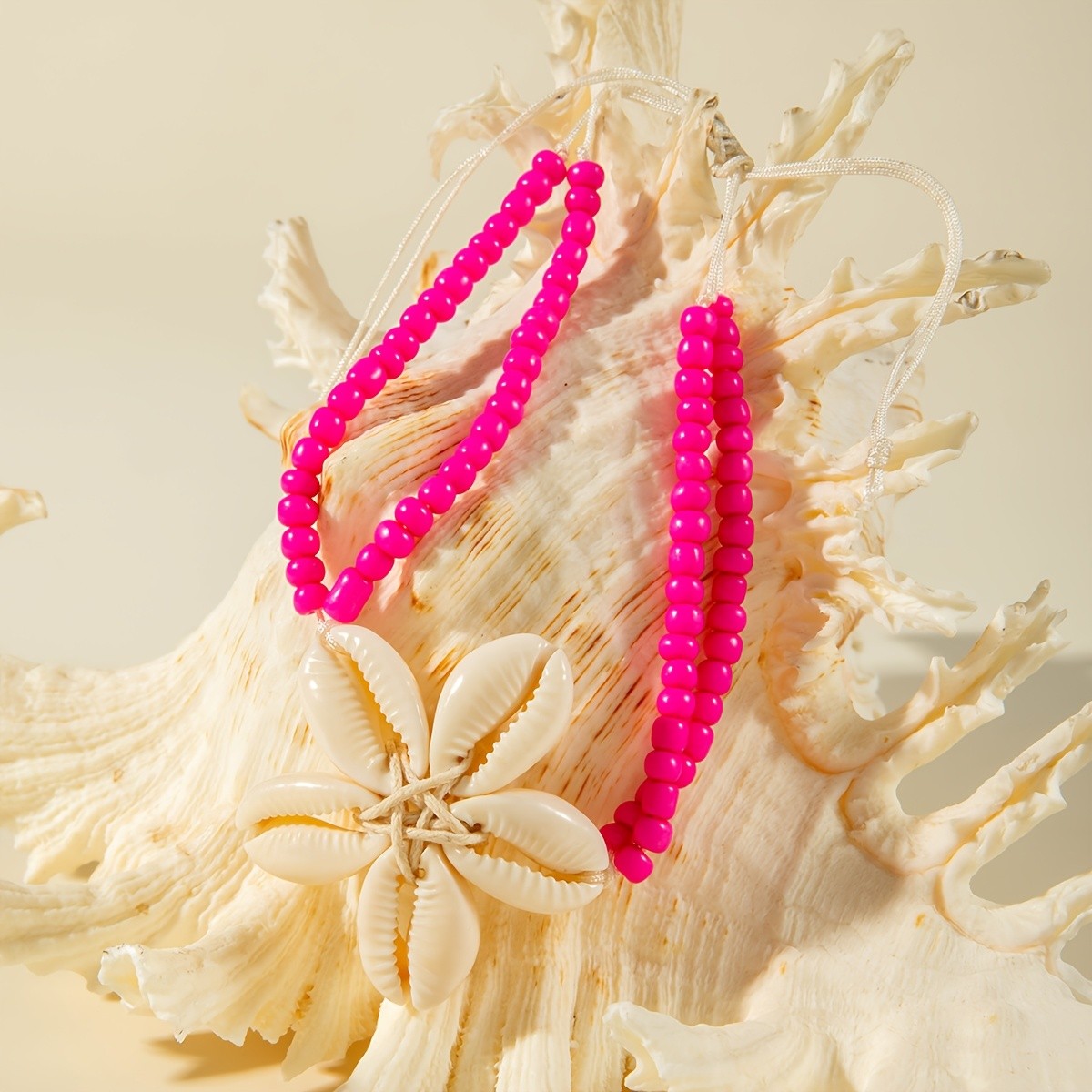 Boho Colorful Beaded Shell Flower Anklet