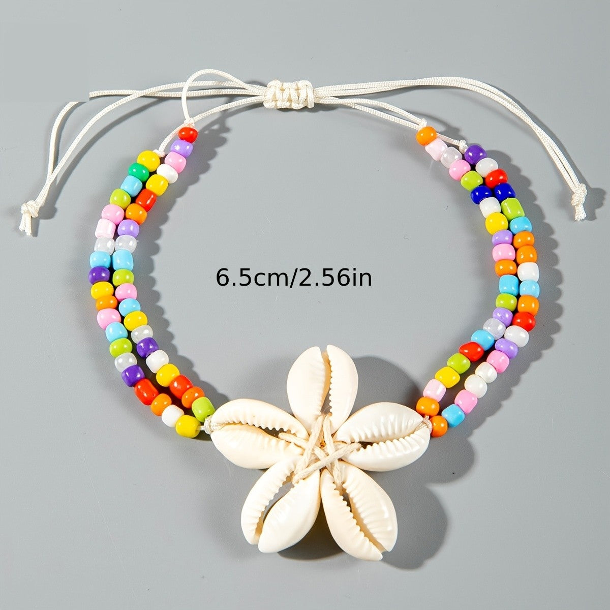 Boho Colorful Beaded Shell Flower Anklet