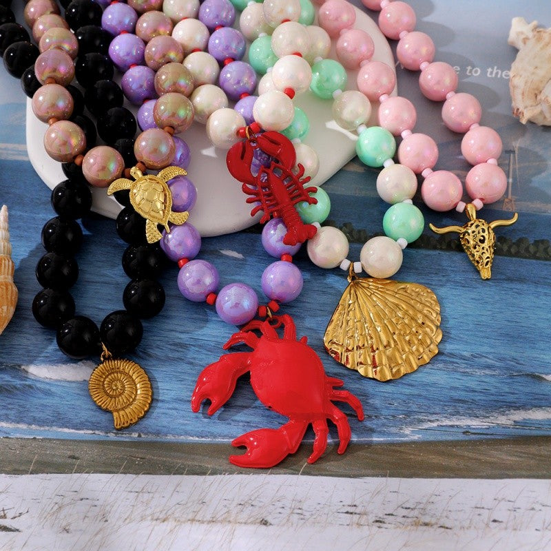 18k Boho Pink Pearl Lobster Necklace