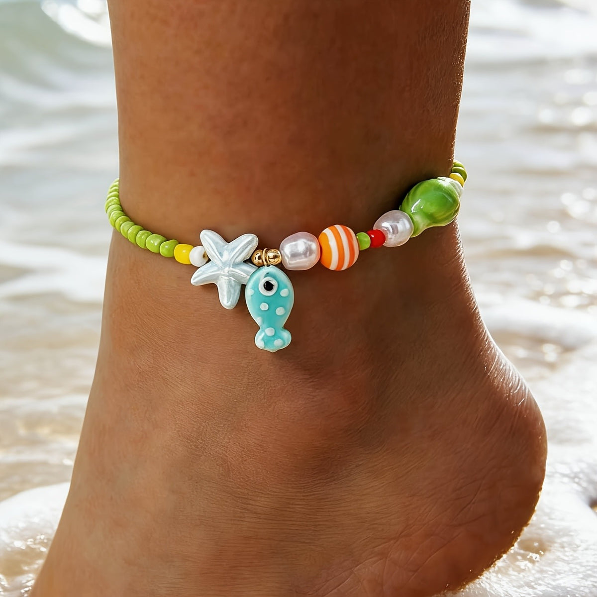 Boho Polka Dot Fish Anklet