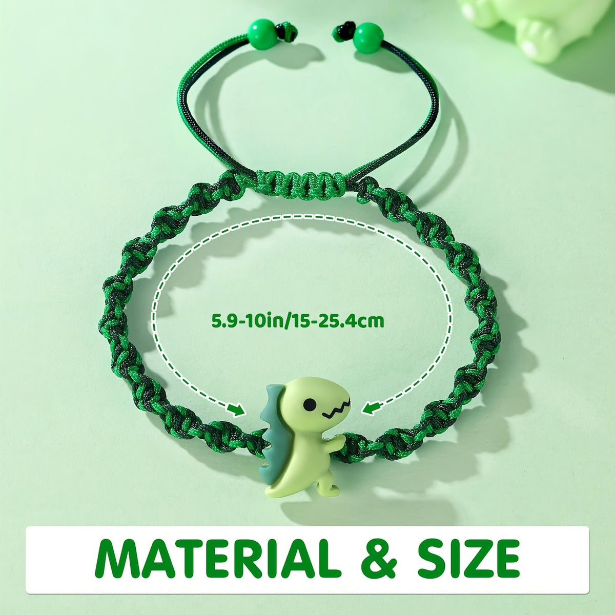 Cute Green Dinosaur Braided Bracelet