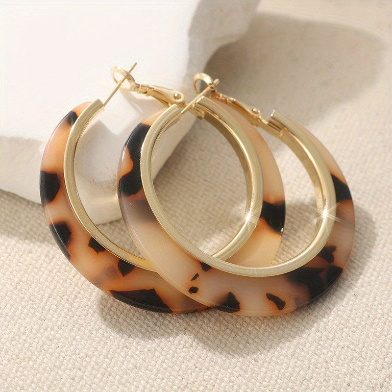 Bold Tortoiseshell Acrylic Hoop Earrings