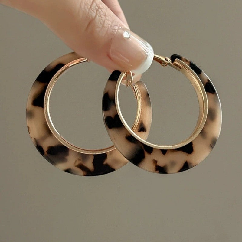 Bold Tortoiseshell Acrylic Hoop Earrings