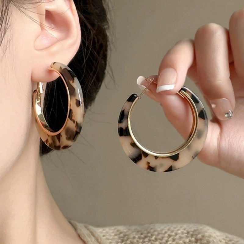 Bold Tortoiseshell Acrylic Hoop Earrings