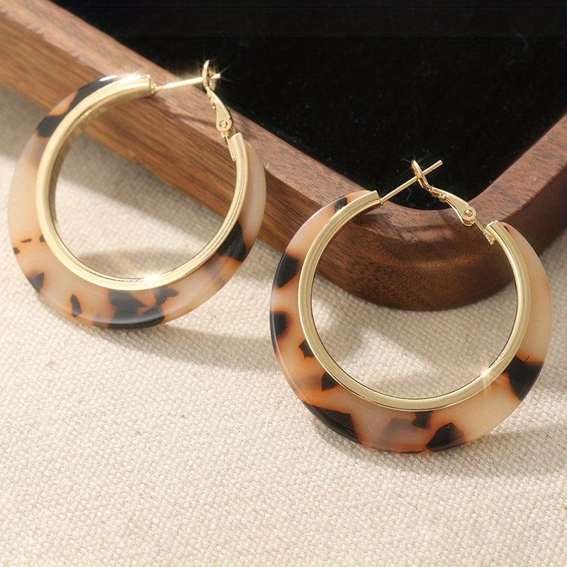 Bold Tortoiseshell Acrylic Hoop Earrings