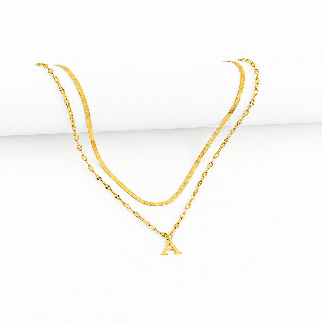 Dainty Layered Initial Letter Necklace
