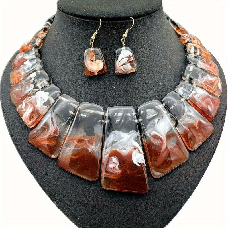 Classy Marbled Acrylic Collar Necklace