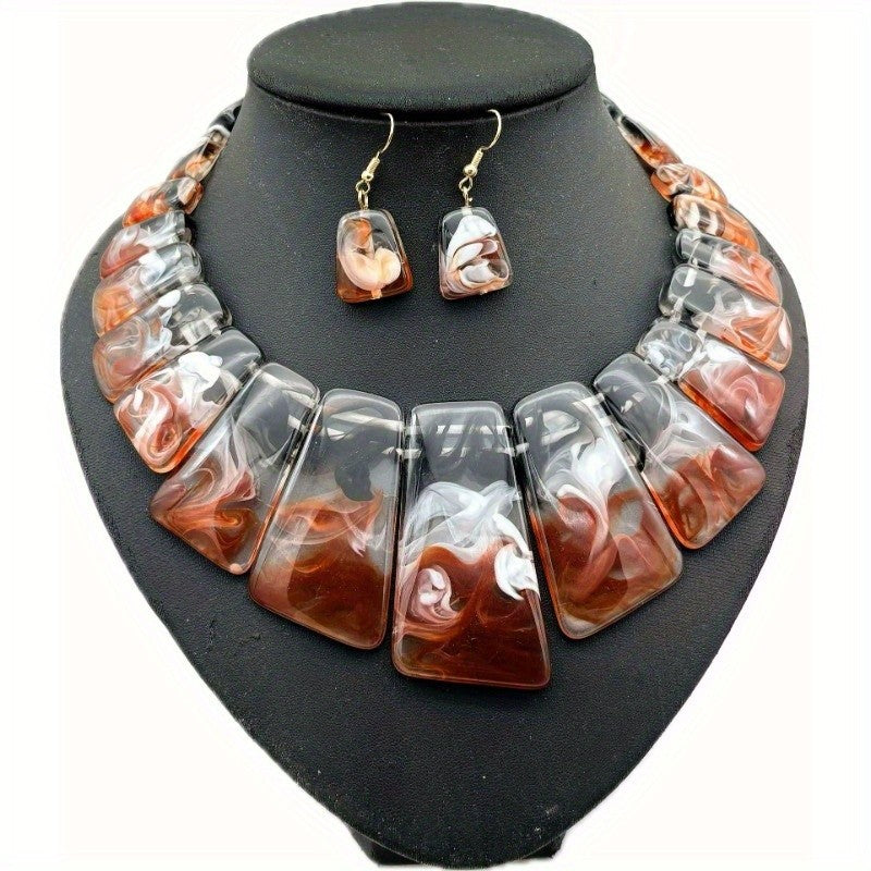 Classy Marbled Acrylic Collar Necklace
