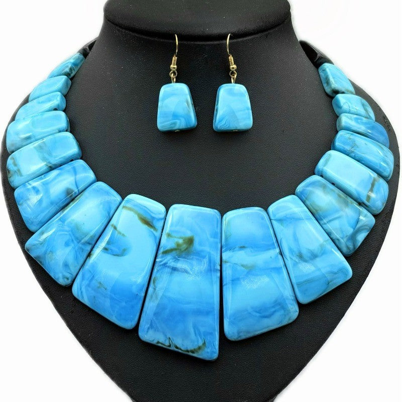 Classy Marbled Acrylic Collar Necklace