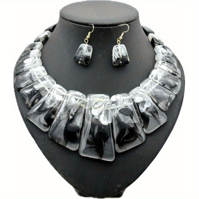Classy Marbled Acrylic Collar Necklace