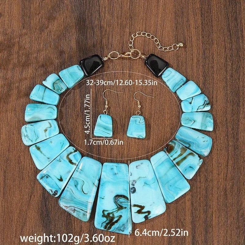 Classy Marbled Acrylic Collar Necklace