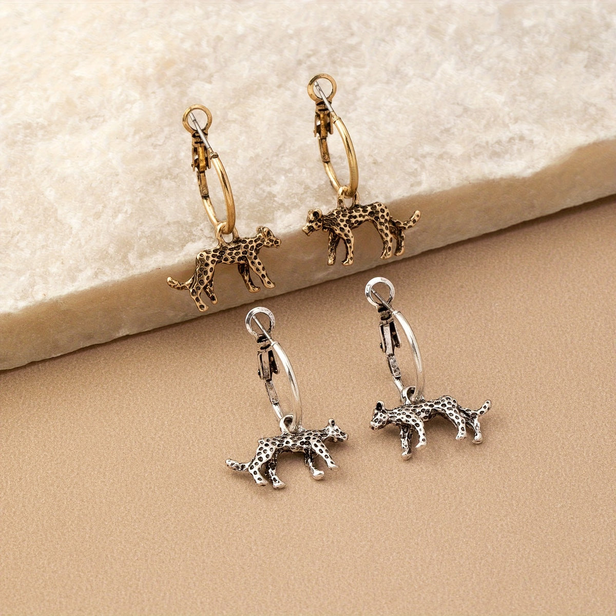 Leopard Charm Hoop Earrings